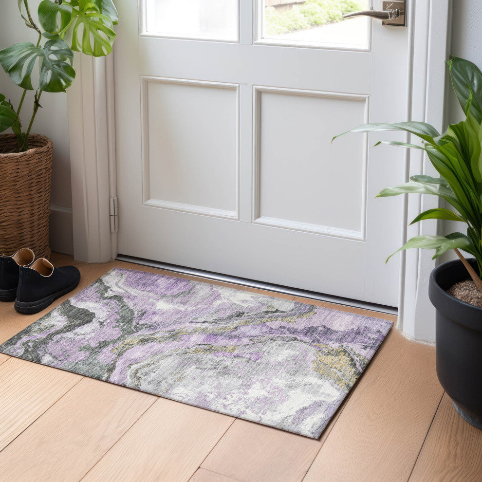 Machine Washable Indoor/Outdoor Chantille ACN1908 Violet 1'8" x 2'6" Rug
