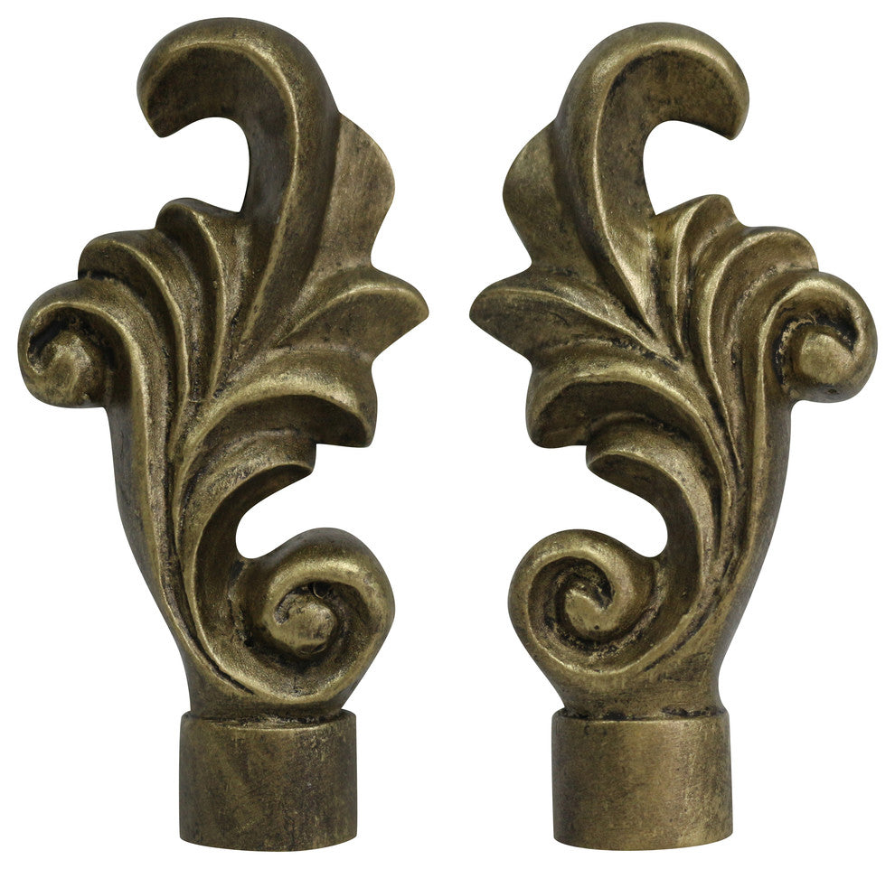 Loire Lamp Finial, 3" Tall, Antique Gold, Set of 2