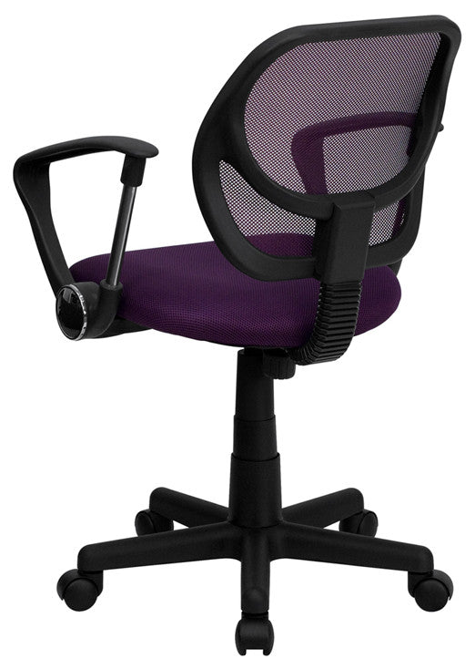 Mid-Back Purple Mesh Swivel Task Chair With Arms