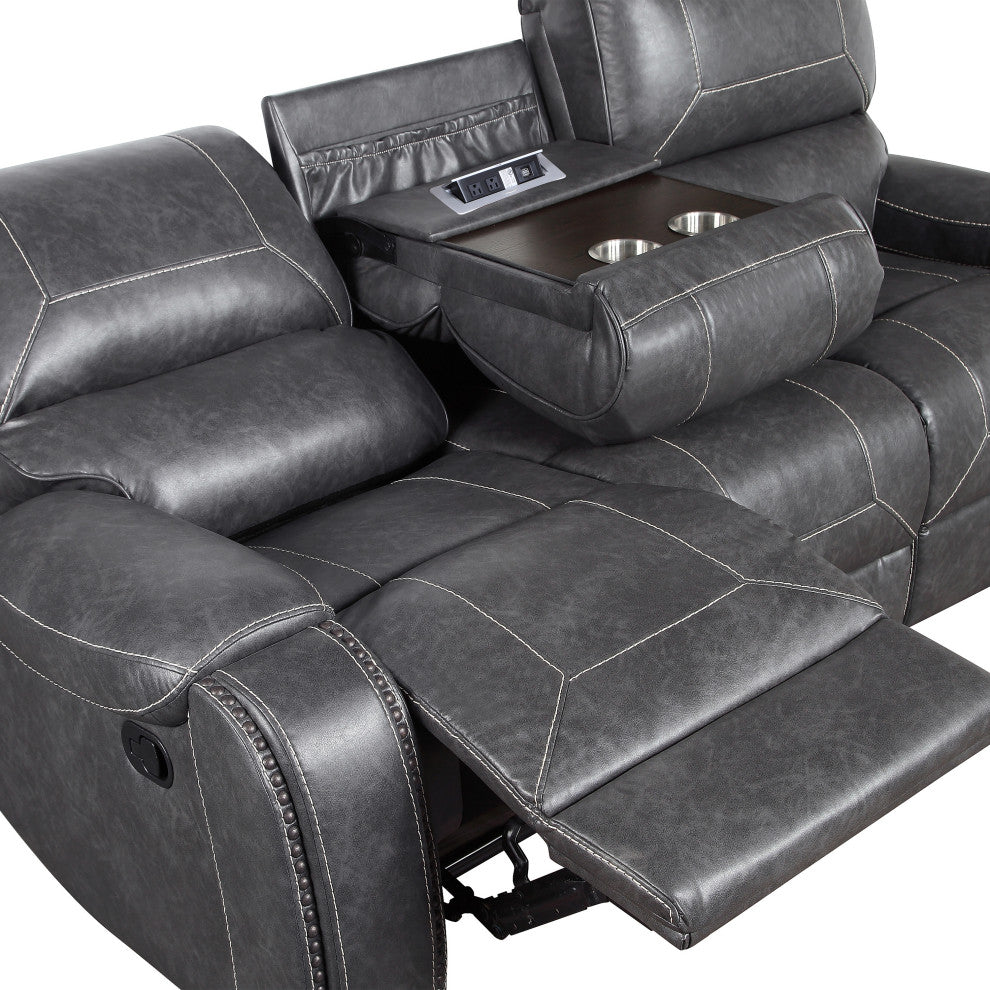 Keily Manual Recliner Sofa Grey