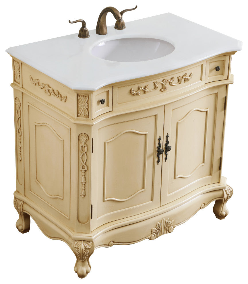 Bathroom Vanity, Light Antique Beige, 36", Single Sink