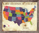 USA Map FRAMED, Vintage Inspired Map, 20X24 Inches, Push Pin US Map, Rustic Brow