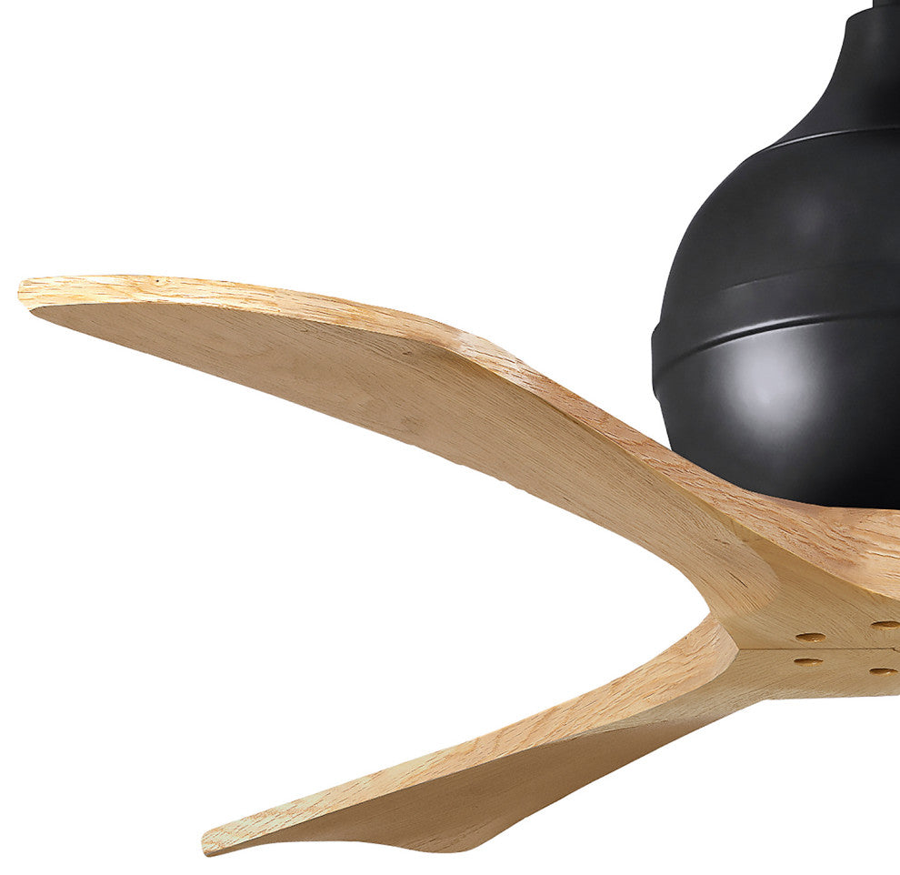 Irene-3 Paddle Fan, Matte Black, 42", Light Maple Blades