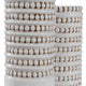 MidCentury Modern Beaded Aged White Vase 2-Piece Set Taupe