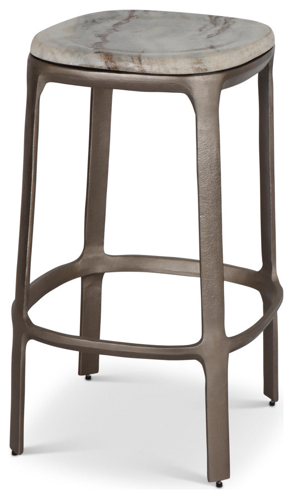 Marbelle Alfie Marble Counter Stool Toronto Sand/Antique Nickel Finish