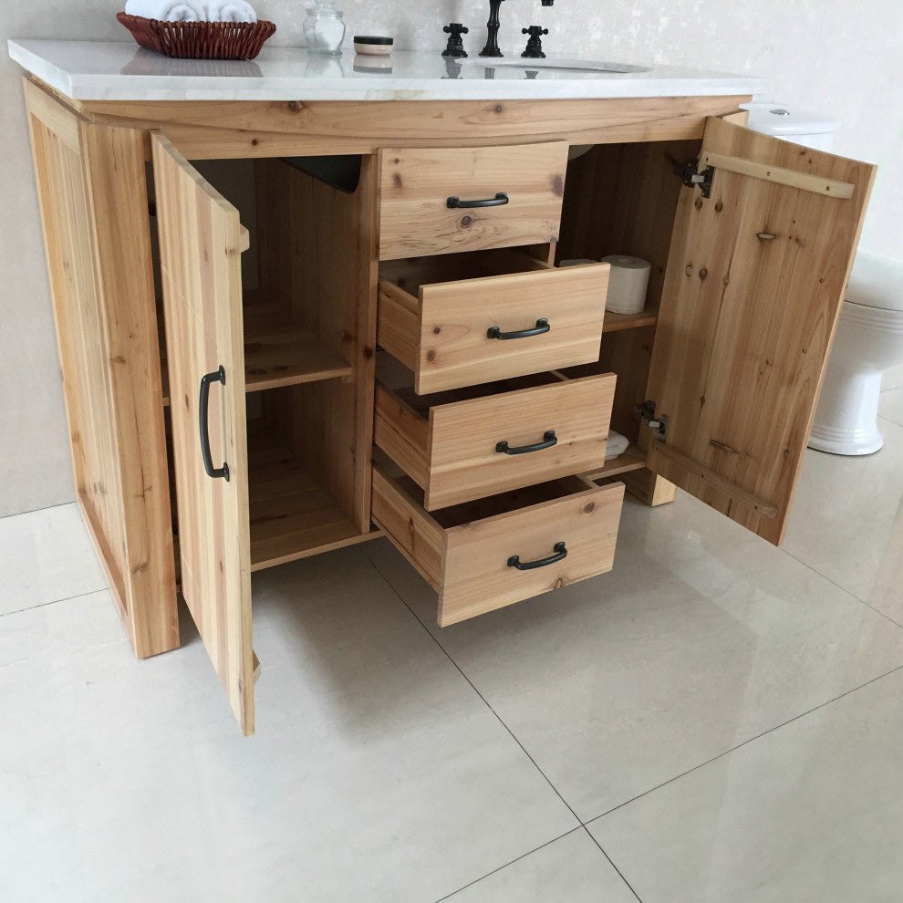 Wallace Solid Fir Single-Sink Vanity, Right Sink, 48", White Top