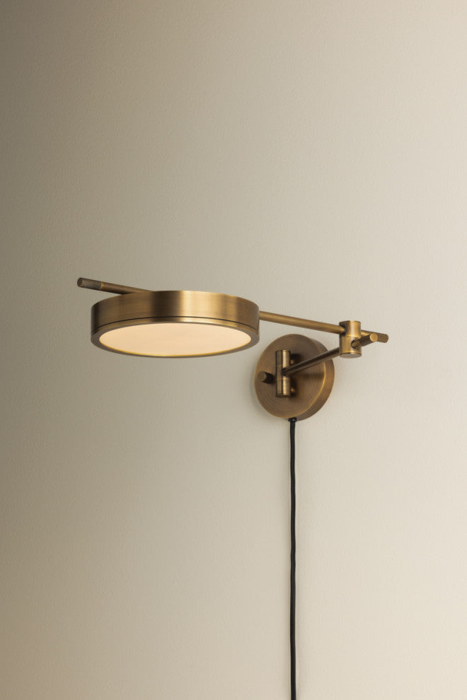 Troy Lighting Thatcher Plug-in Sconce Patina Brass