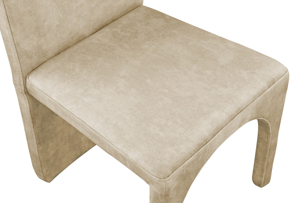 Summer Velvet Upholstered Dining Arm Chair (Set of 2), Beige, Side Chair