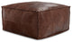 Sheffield Coffee Table Pouf, Distressed Brown Leather