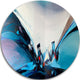 Blue Panoramic Abstract Design, Abstract Round Wall Art, 36"