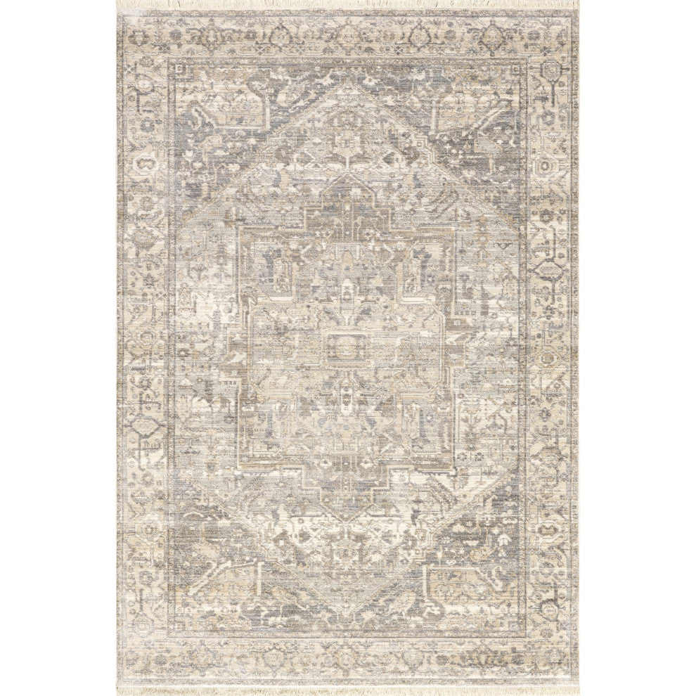 Nuloom Ehtel Medallion Fringe Traditional Area Rug, Neutral 2'x3'