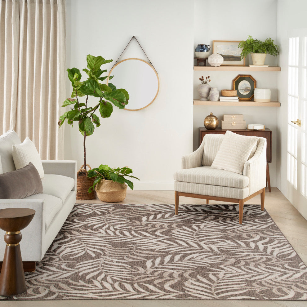 Nourison Garden Oasis 10' x 14' Mocha Tropical Rug