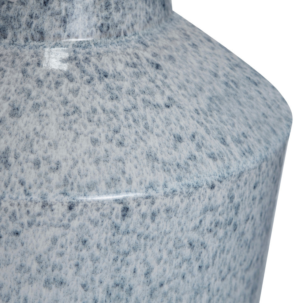 27"H Blue Ceramic Table Lamps With White Tapered Drum Shade