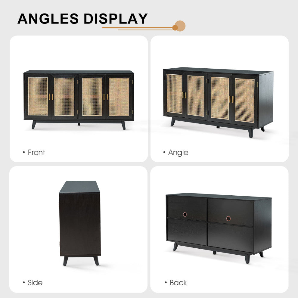 Media Storage TV Stand, Up to 65", Black