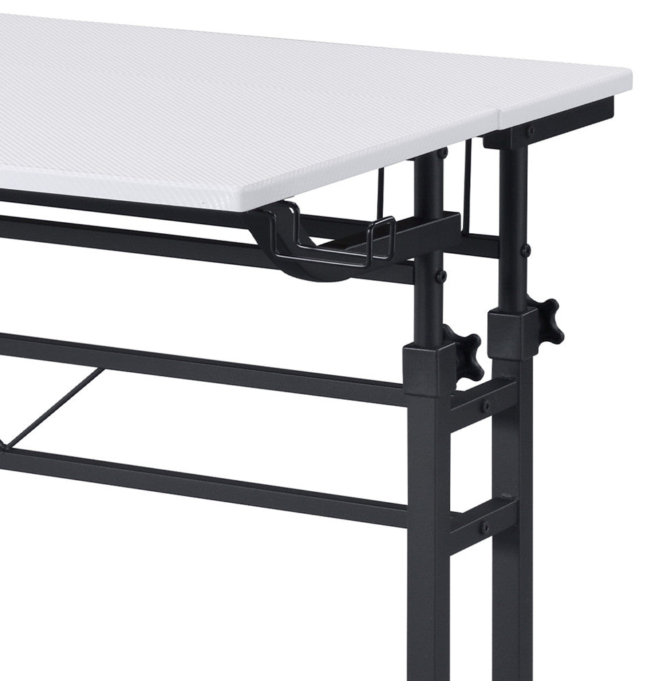 Rolling Writing Desk With Height Adjustable Desktop, White