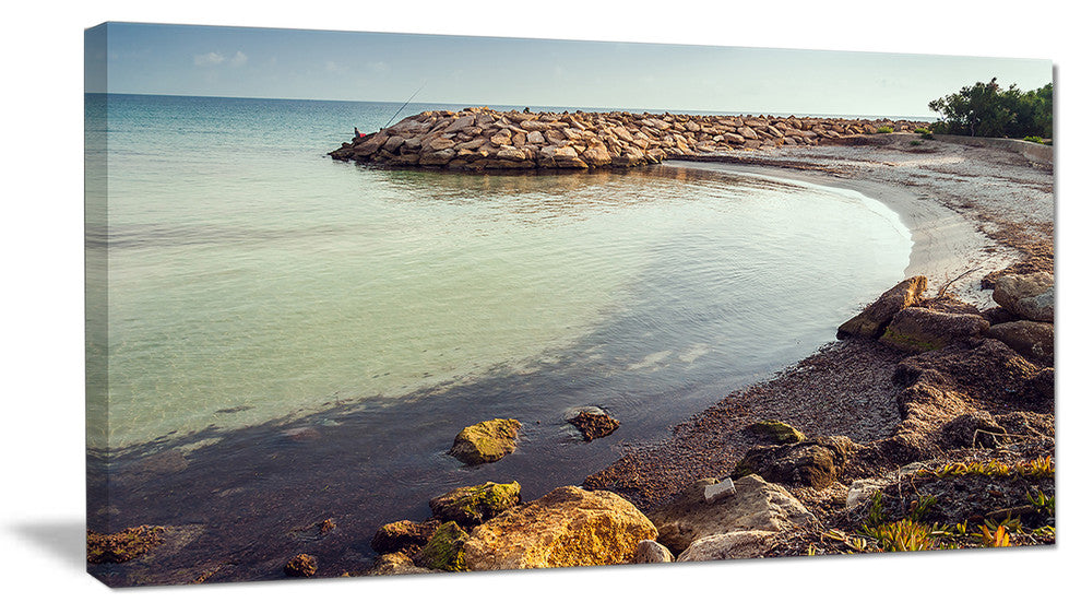 "Little Lagoon With Fishermen Africa" Seashore Canvas Art, 40"x20"