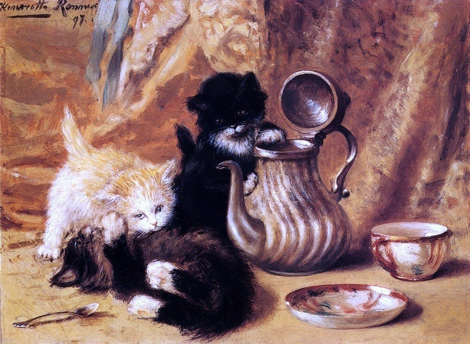 Henriette Ronner-Knip Teatime - 21" x 28" Premium Canvas Print