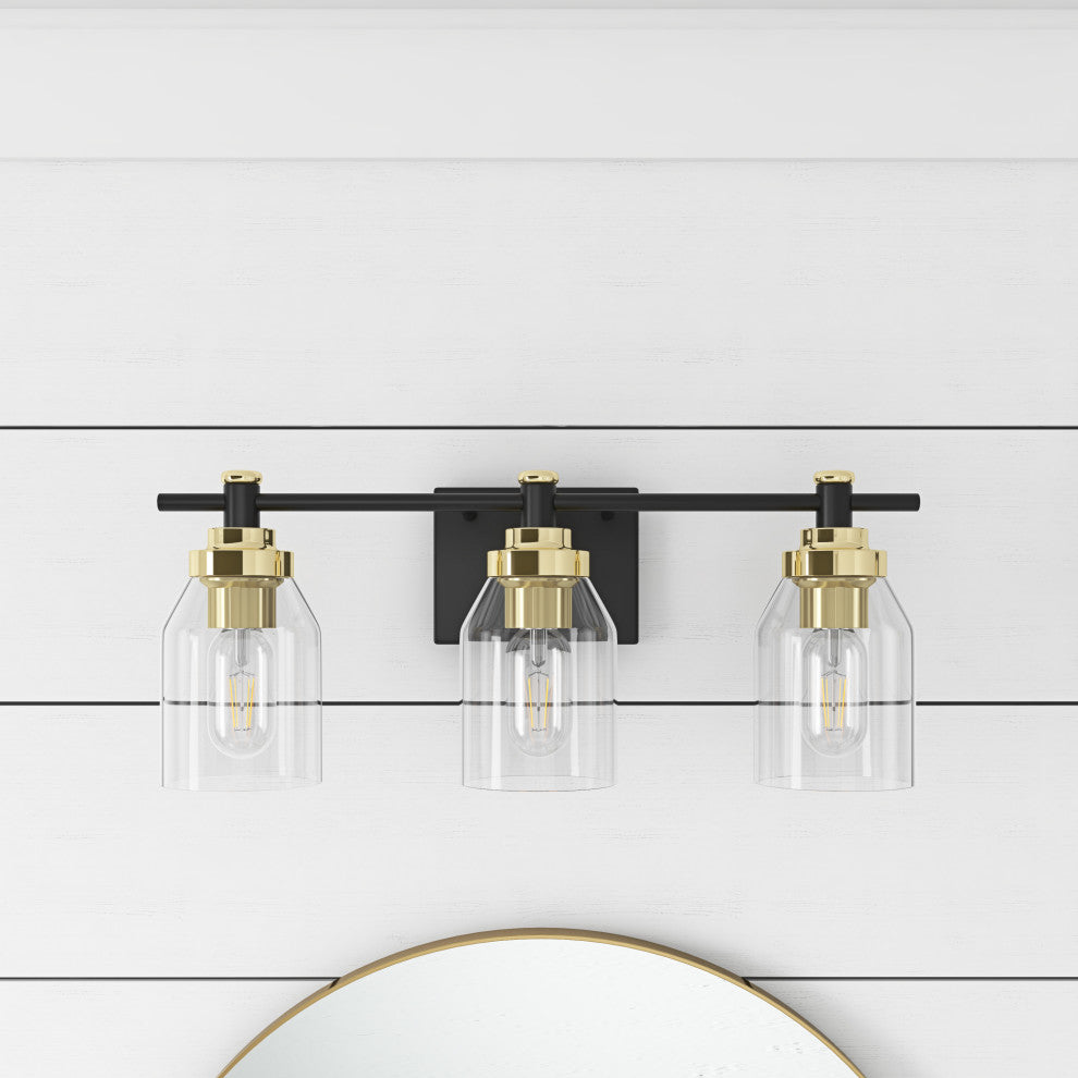 Vintage Industrial Style Dimmable Bathroom Vanity Lighting Fixture, 3-Light