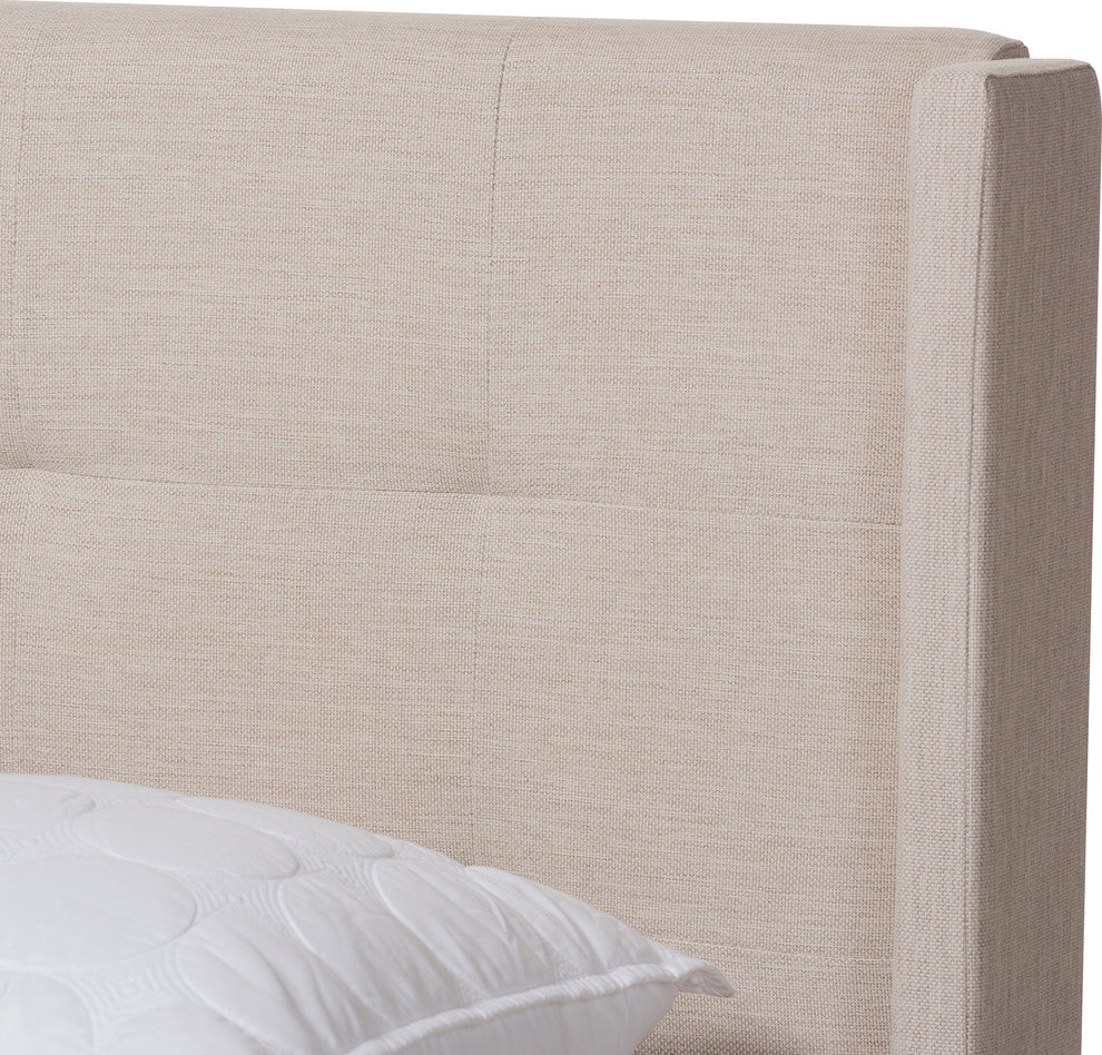 Lisette Modern and Contemporary Beige Fabric Upholstered Queen Size Bed