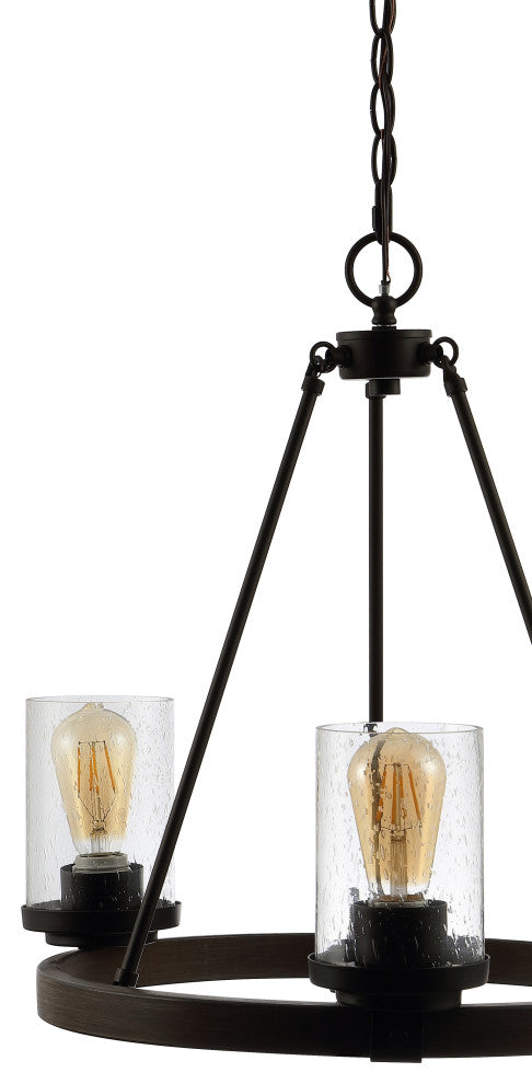 Coronet 3-Light Iron Glass LED Chandelier, Black, Width: 20"