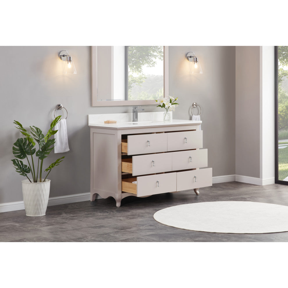 Legion Furniture WS2512 Series Bathroom Sink Vanity, Dreamy White, 48", Artificial Stone Top, Single Sink