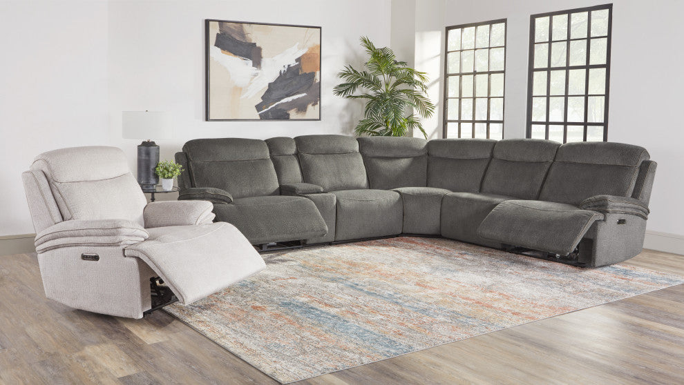 Parker Living Alpine 6 Piece Power Reclining Sectional, Airy Midnight
