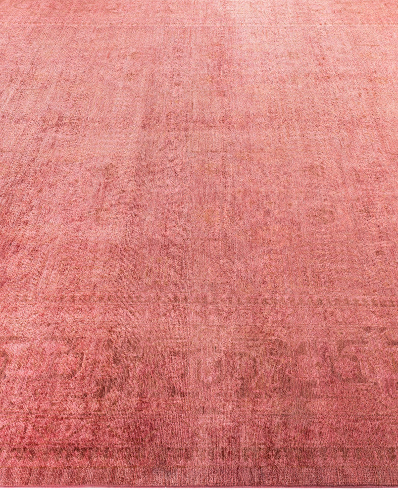 Overdyed One-of-a-Kind Hand-Knotted Area Rug Pink, 9' 1" x 11' 10"
