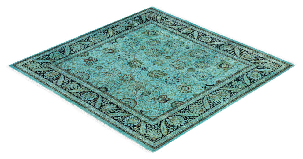 Overdyed One-of-a-Kind Hand-Knotted Area Rug Green, 6' 1" x 6' 3"