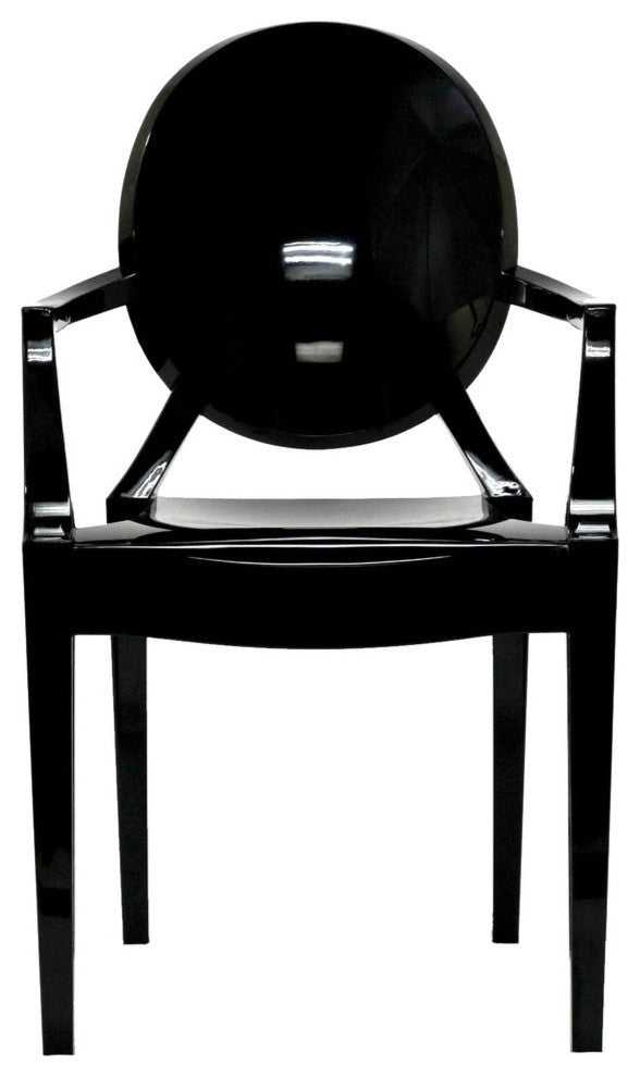 Modern Urban Living Room Clear Dining Armchairs Black Set of 2
