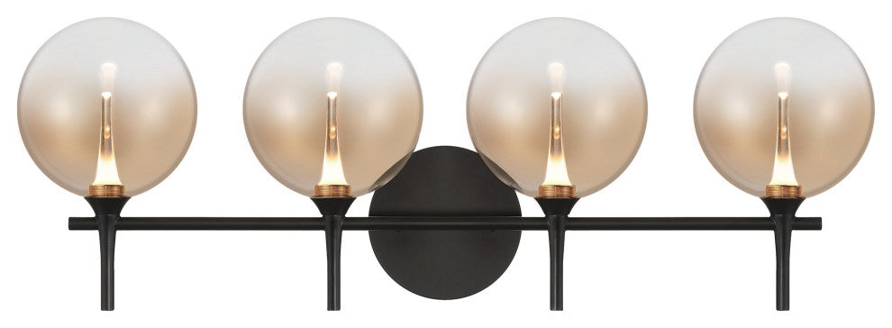 Iissa, Vanity, 4Lt, Matte Black, Amber Glass