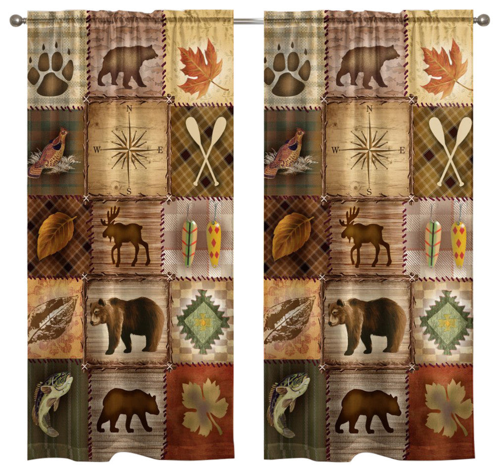 Plaid Lodge Patch 84"x50" Window Curtain