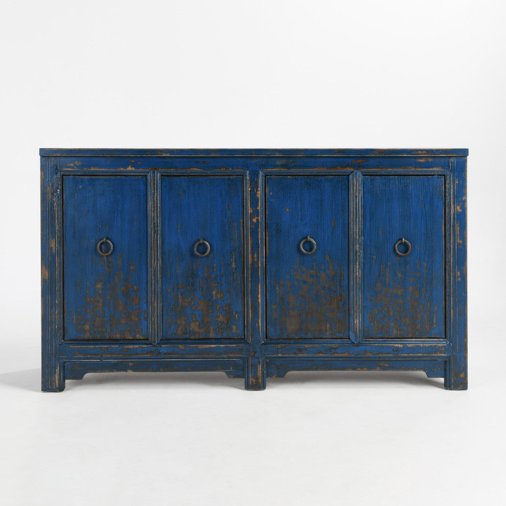 Kosas Home Amherst Reclaimed Pine 4Dr Cabinet, Royal Blue
