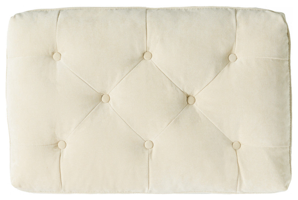 GDF Studio Cordoba Contemporary Button Tufted Fabric Ottoman, Ivory White