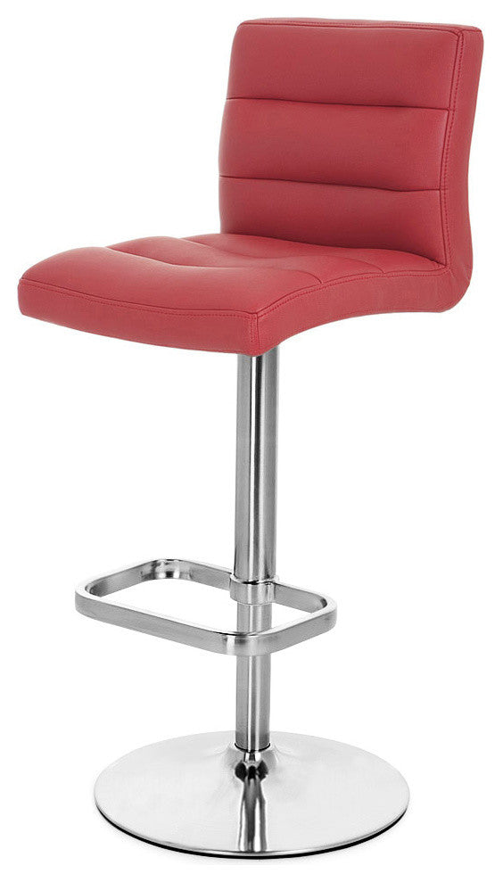 Lush Adjustable Height Swivel Bar Stool - Chrome Base, Red