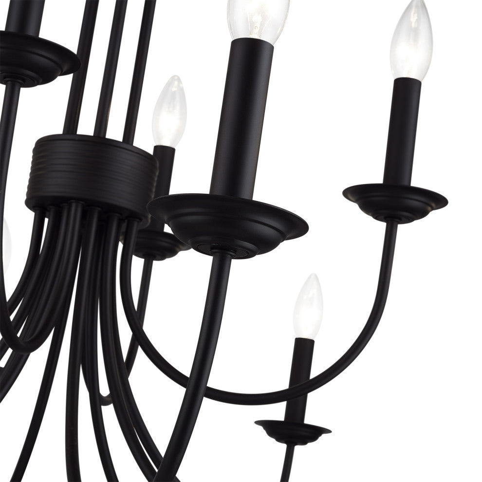 Estate 12-Light Black Large 2-Tier Chandelier