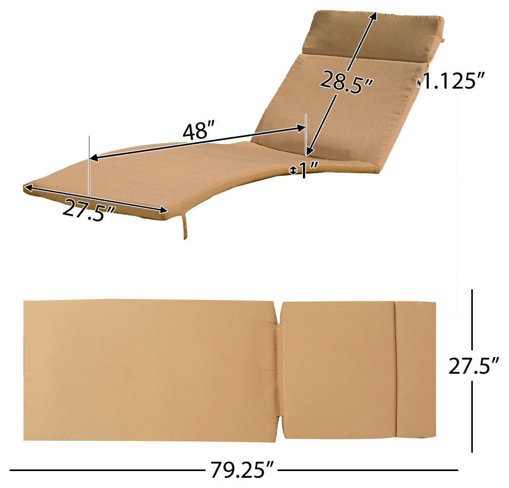 GDF Studio Albany Outdoor Chaise Lounge Cushion, Set of 2, Caramel