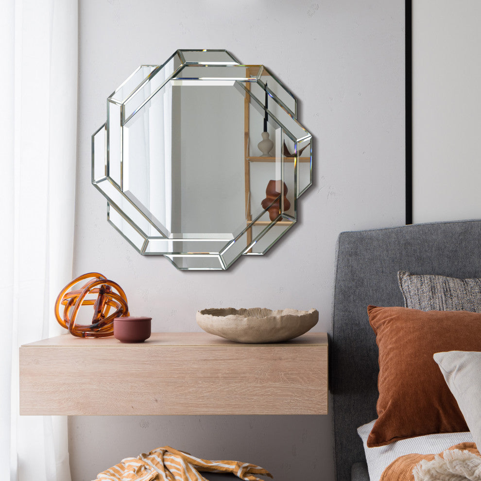 Interlaced Round Beveled Framed Wall Mirror, Mom-30020-2424