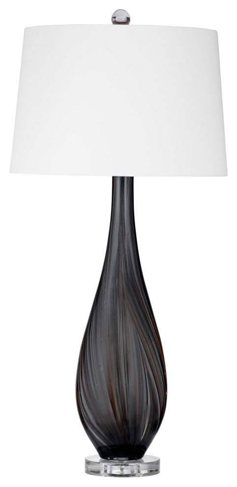 Black Glass Table Lamp - Black