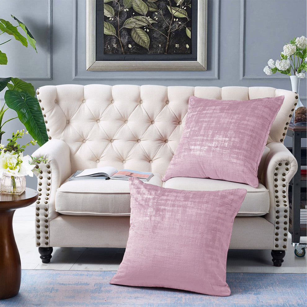 Velvet 2 Piece Euro Pillow Cover Set, Softpink, 2 Piece, 26"x26"