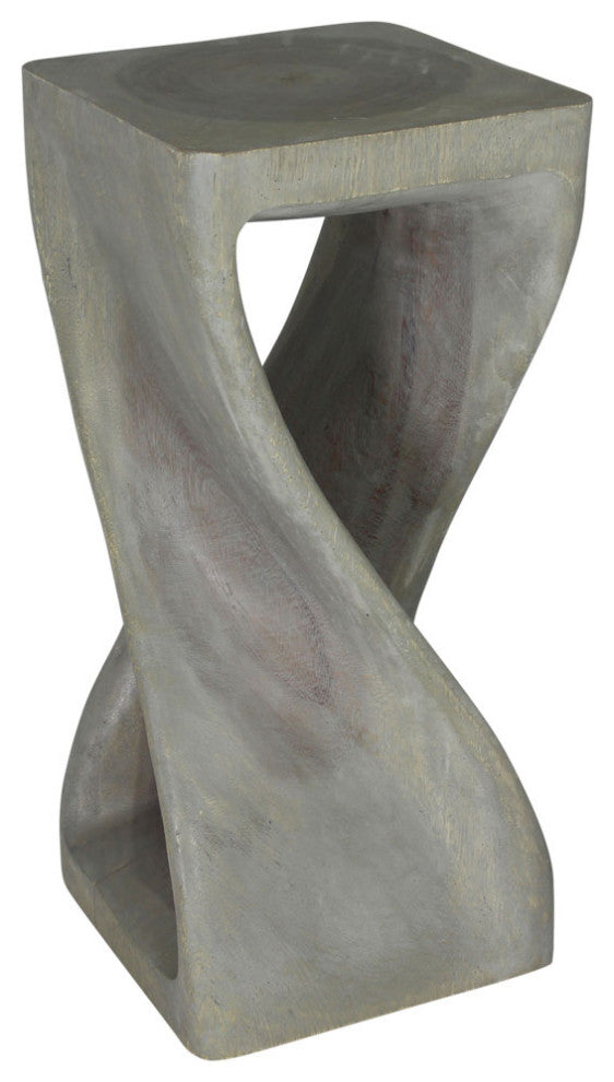 Haussmann Original Wood Twist Stool 12 X 12 X 26 In High Grey Oil