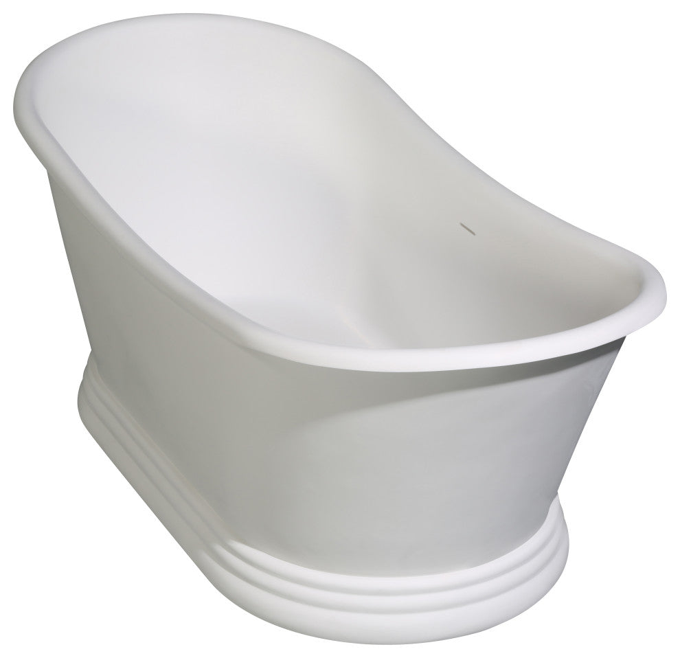 67" White Matte Pedestal Solid Surface Resin Bathtub