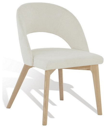 Safavieh Couture Rowland Linen Dining Chair Ivory / Natural