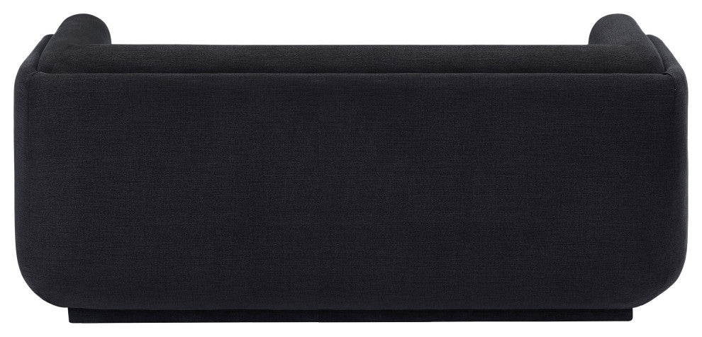Kimora Linen Textured Fabric Upholstered Loveseat, Black