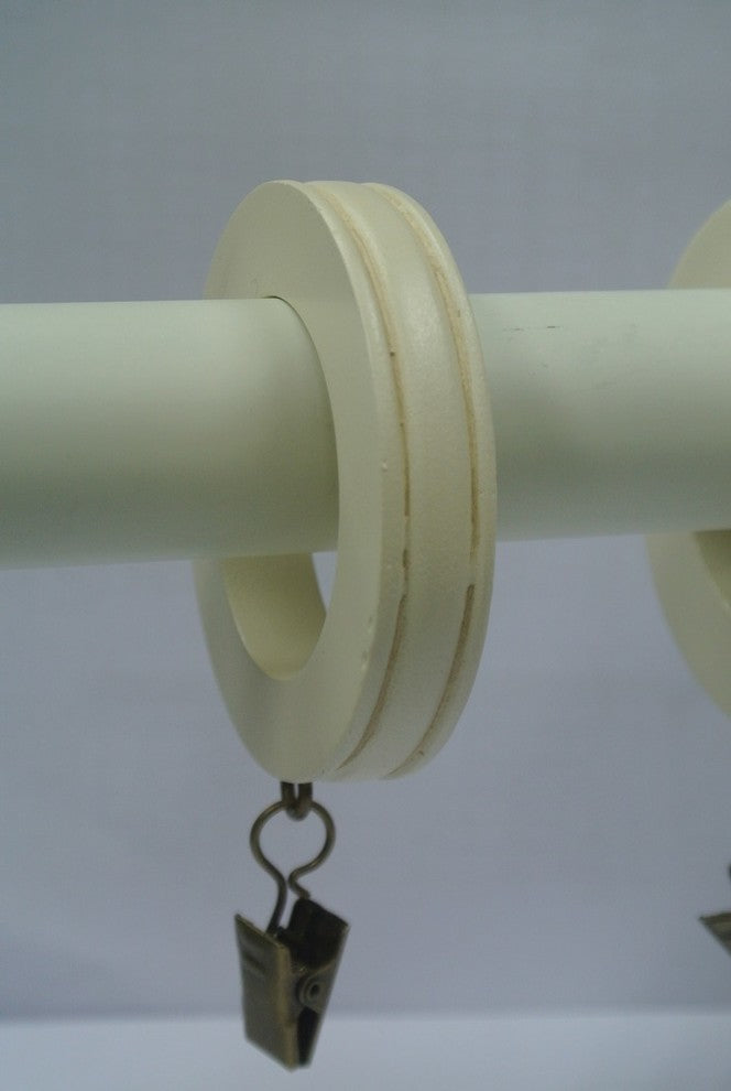 1 3/4" Banded Designer Curtain Rings, Ivory, Set of 14
