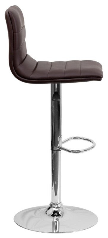 Estella Lois Mid-Back Brown Vinyl Swivel Adjustable Barstool