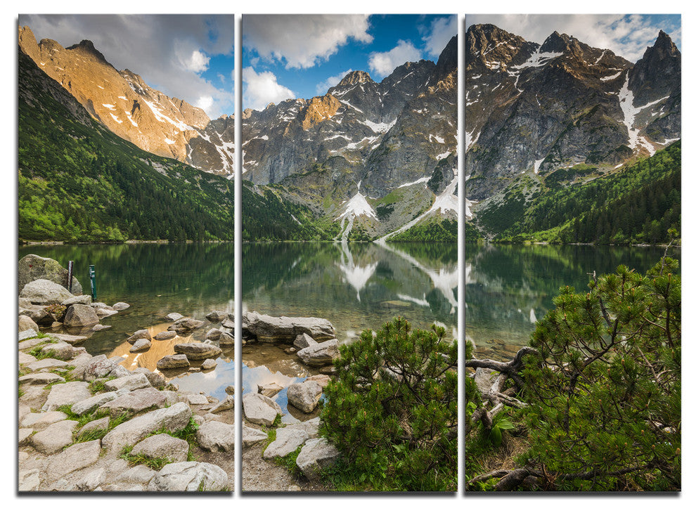 "Sunset Over High Mountains" Art Print Canvas, 3 Panels, 36"x28"