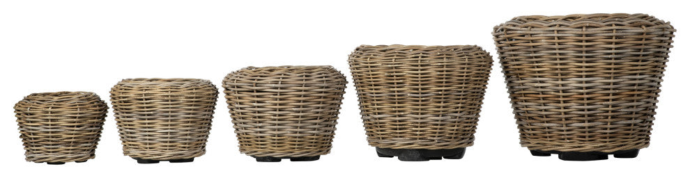 Rattan Kobo Indoor and Outdoor Planter Basket With Plastic Pot, X-Small