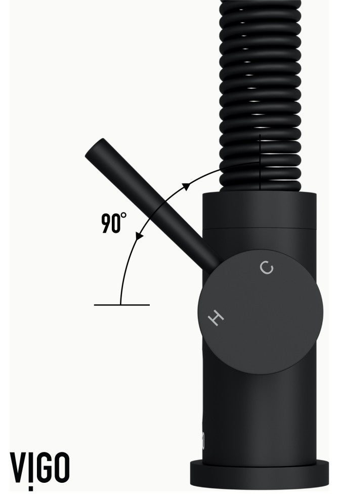 VIGO Edison 19" H Single Handle Pull-Down Sprayer Kitchen Faucet, Matte Black, No Sensor, Without Extras