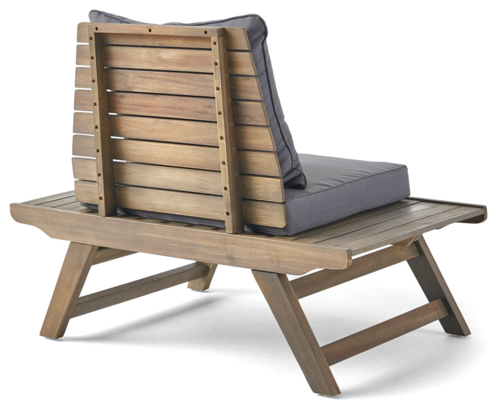 Kailee Outdoor Wooden Club Chairs With Cushions, Dark Gray, Gray Finish, Set of 2