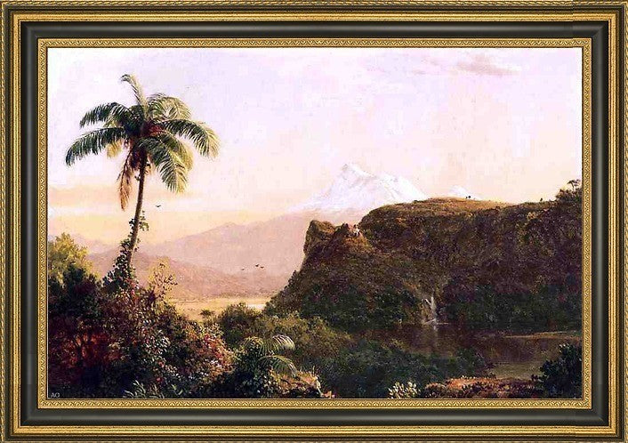 Frederic Edwin Church Tropical Landscape Framed Premium Canvas Print, 18"x27"